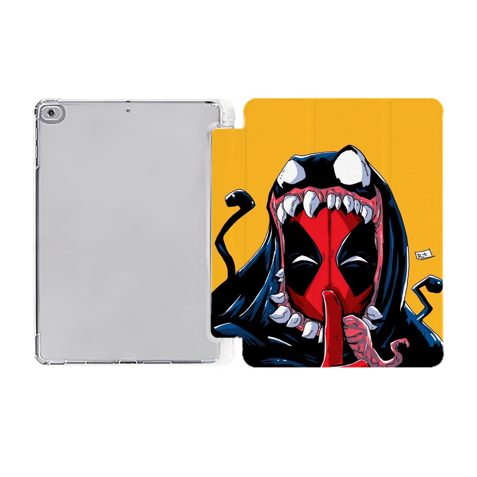 （画像用） Deadpool デッドプール IPad ケース ペン収納付き 三つ折りスタンド PUレザー×シリコン 対応機種9.5/10.5/10.9インチ